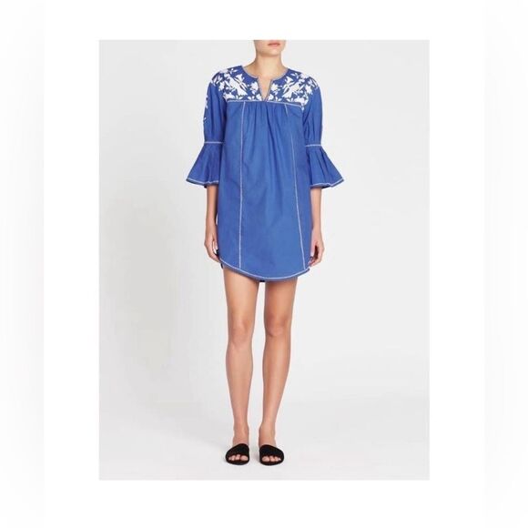Joie Women’s Blue and White Embroidered Mini Dress Size XS - Picture 1 of 9